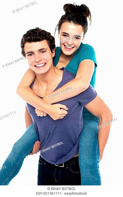 Cheerful and fun loving couple having great time