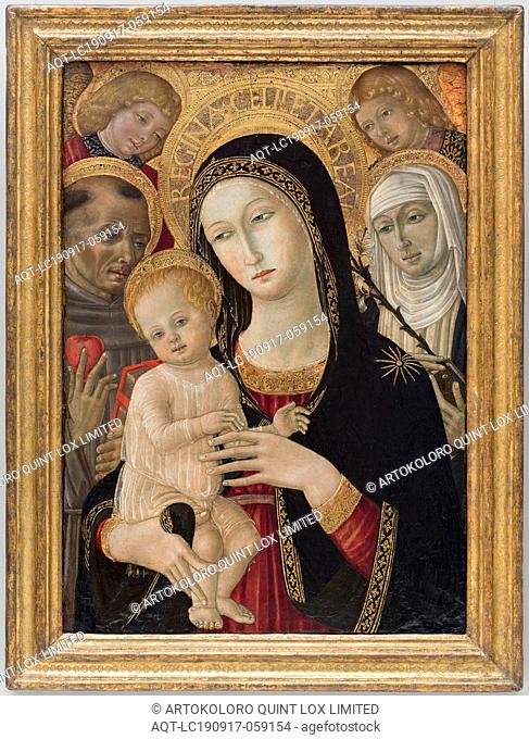 Matteo di Giovanni di Bartolo, Italian, ca. 1430-1495, Madonna and Child with St. Catherine of Siena, Saint Anthony of Padua and Angels, ca