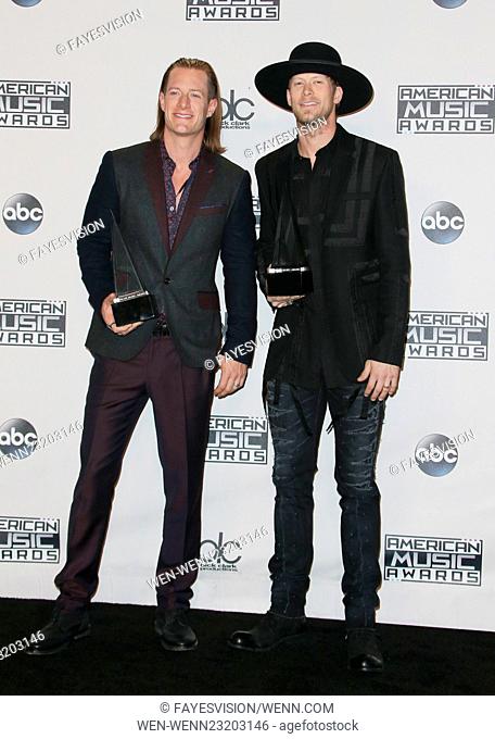 2015 AMERICAN MUSIC AWARDS-Press Room Featuring: Tyler Hubbard, Brian Kelley Where: Los Angeles, California, United States When: 22 Nov 2015 Credit:...