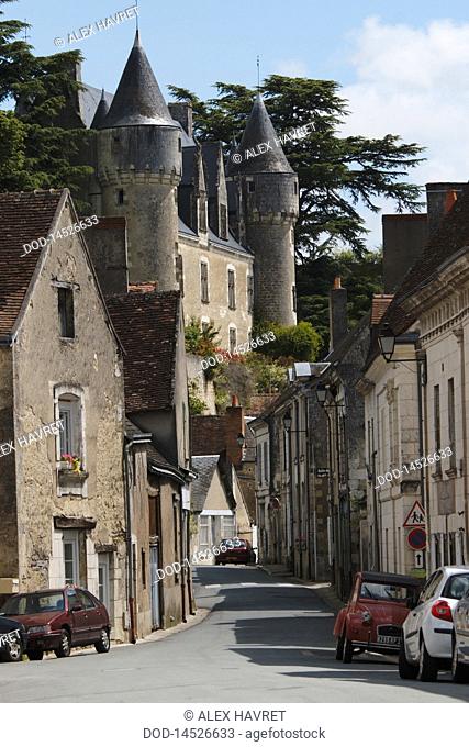 France, Loire, Montresor, Village street and castle