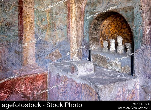 Pompeii, details in a house, Campania, Italy