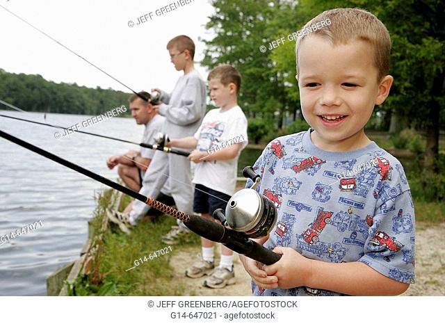Newport News Park, Lee Hall Reservoir, fishing, boy, brother, father, dad, rod, reel. Virginia. USA