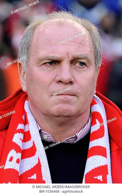 Uli Hoeness, manager FC Bayern Muenchen, portrait, discontented