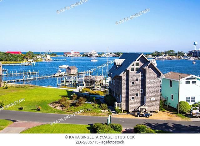 Incredible view of the harbor and the sounds from he rooftop of the The Inn and Bed and breakfast call the Castle on the outer banks of North Carolina USA
