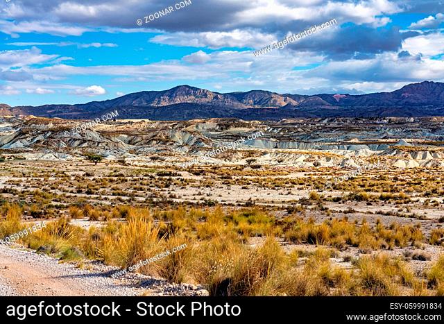 The Badlands of Abanilla and Mahoya near Murcia in Spain. An area where a lunar landscape has been formed by the erosive force of water over the millennia