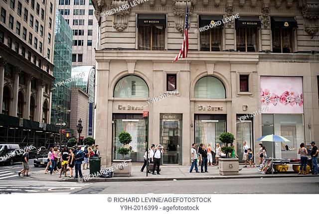 The De Beers South African diamond company's retail store on Fifth Avenue in New York. Miners for De Beers in South Africa have recently gone on strike over...