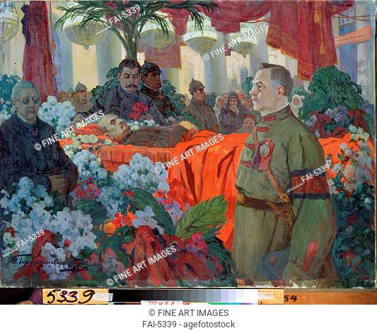 Lenin's funeral ceremony. Goryshkin-Sorokopudov, Ivan Silych (1873-1954). Oil on canvas. Soviet Art. 1924. Regional K. Savitsky Art Gallery, Pensa