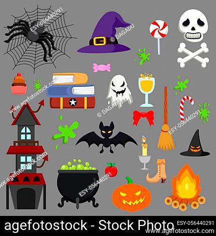 Vector illustration of Cartoon Halloween icon set vector
