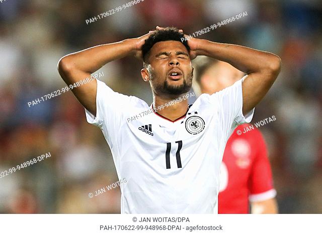 The German player Serge Gnabry during the men's U21 European Cup Group C match between Germany and Denmark in Krakow, Poland, 21 June 2017