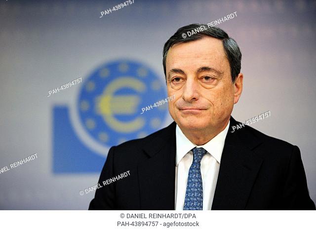 The president of the European Central Bank (ECB) Mario Draghi speaks during the press conference in Frankfurt/Main, Germany, 07 November 2013