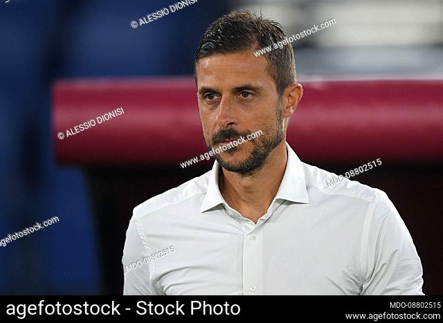 Sassuolo trainer Alessio Dionisi during the Roma-Sassuolo match at the Olympic stadium. Rome (Italy) September 11st, 2021