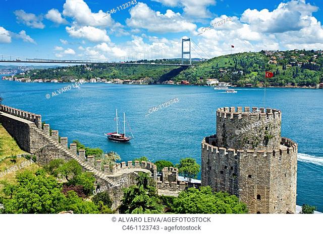 Rumeli Fortress..European Fort and Fatih Bridge. Bosphorus Strait. Istanbul. Turkey