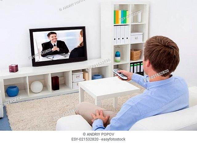 Man Watching Television