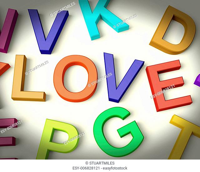 Love Written In Multicolored Plastic Kids Letters