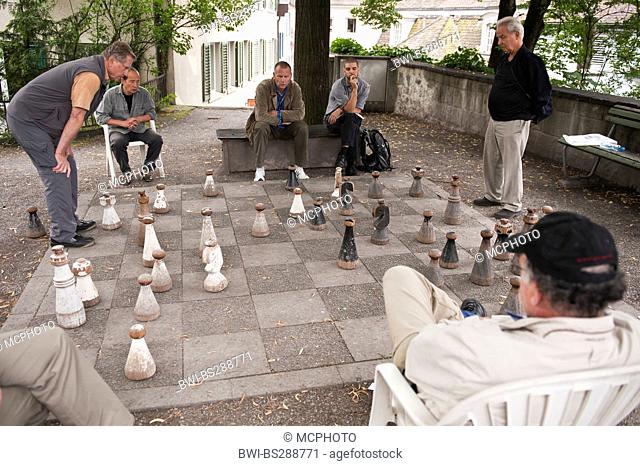 Men playing chess in Old town, Switzerland, Zurich