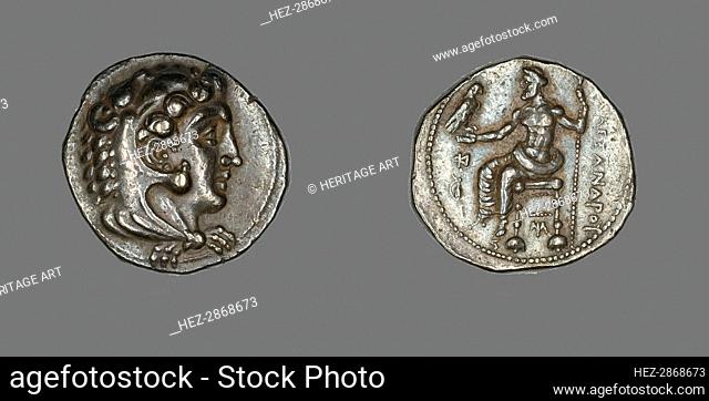 Tetradrachm (Coin) Portraying Alexander the Great Wearing the Head of the Nemean.., 336-323 BCE. Creator: Unknown