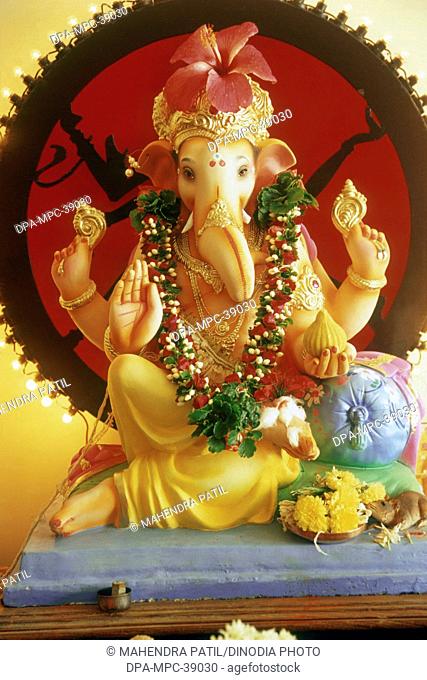 Ganesh ganpati Festival ; Elephant head God  procession ; bombay mumbai ; maharashtra ; india