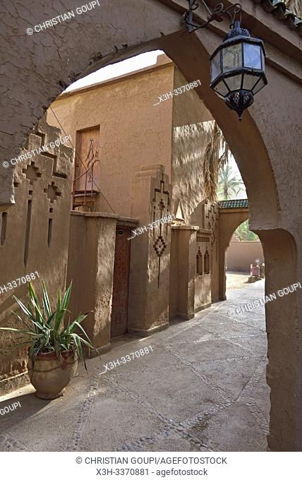 entrance of Riad Lamane in the palm grove of Zagora, Draa River valley, Province of Zagora, Region Draa-Tafilalet, Morocco, North West Africa