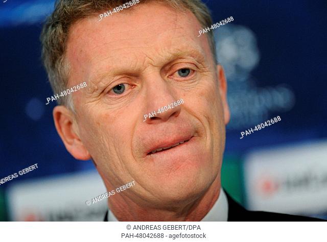 FILE - An archive picture dated 08 April 2014 shows head coach of English Premier League club Manchester United, David Moyes