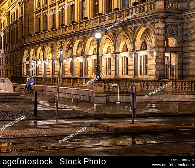 Prague - Czech Republic Facade of the National Theater by night