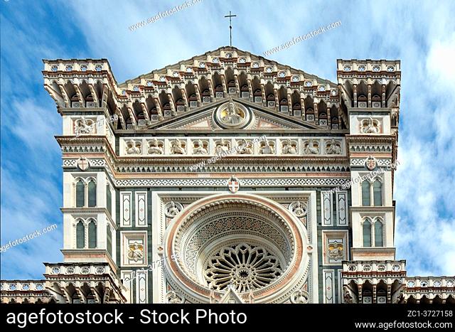 Detail of facade of the Cathedral of Santa Maria del Fiore in Florence - Italy