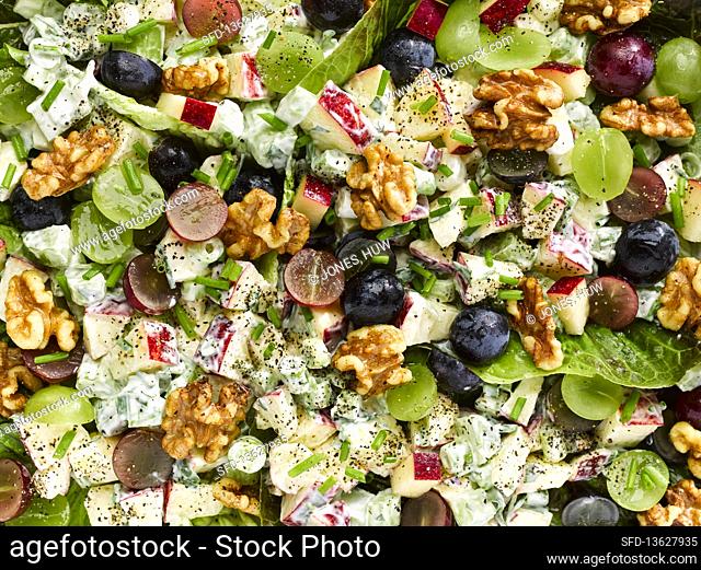 Waldorf salad with grapes, apples and walnuts