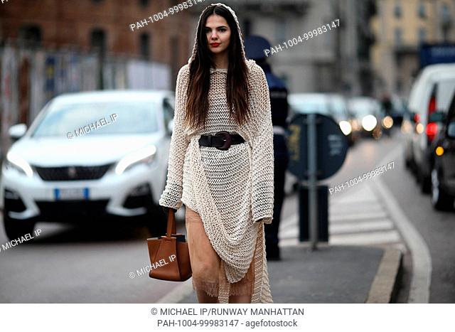 Blogger Doina Ciobanu attending the Alberta Ferretti show during Milan Fashion Week - Feb 21, 2018 - Photo: Runway Manhattan/Michael Ip ***For Editorial Use...
