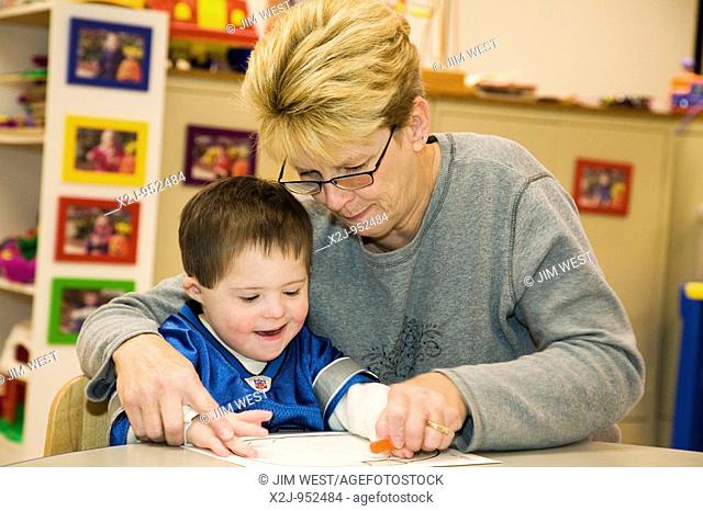 Macomb Township, Michigan - A classroom at the Glen Peters School, a special education school serving Macomb County  Teachers are members of the American...