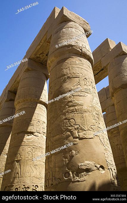 Columns, Great Hypostyle Hall, Karnak Temple Complex, UNESCO World Heritage Site, Luxor, Egypt