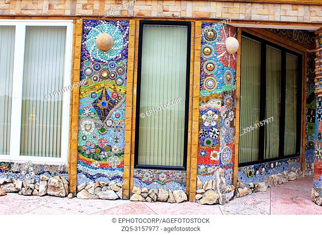 facades, walls decorated with colorful mosaic design throughout the building at Pha Sorn Kaew, Khao Kor, Phetchabun, Thailand