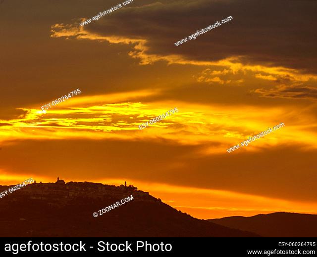 distance view of scenic image of sunset