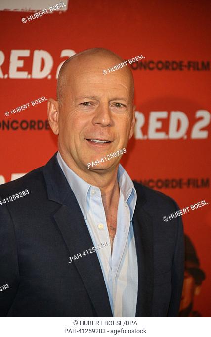 U.S. Actor Bruce Willis attends the photo call of ""R.E.D. 2"" at Hotel Mandarin Oriental in Munich, Germany, on 24 July, 2013