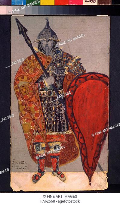 Costume design for the opera Prince Igor by A. Borodin. Roerich, Nicholas (1874-1947). Pencil, Gouache and gold colour on paper. Symbolism. 1914