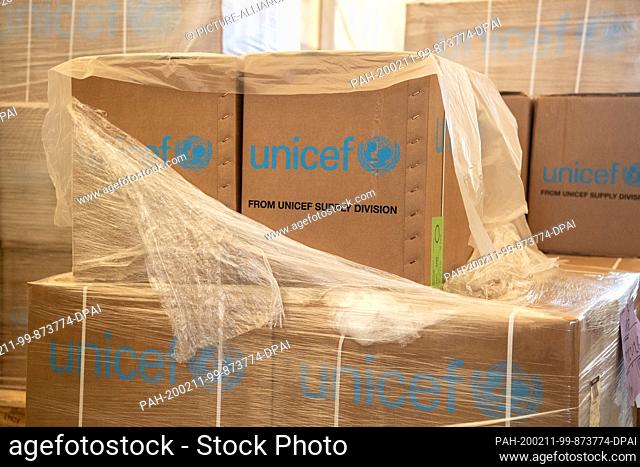 05 February 2020, Nepal, Kathmandu: Materials are stored in UNICEF's logistics hub. About five years after the severe earthquake in Nepal
