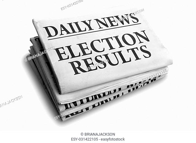 Daily news newspaper headline reading election results concept for outcome of referendum or vote