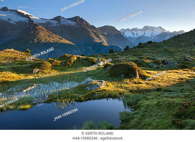 Moosfluh alp in the canton of Valais, UNESCO world nature heritage
