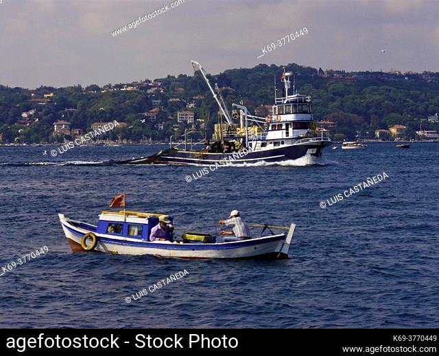 Fishing in the Bosphorus Sea. . Istanbul. Turkey