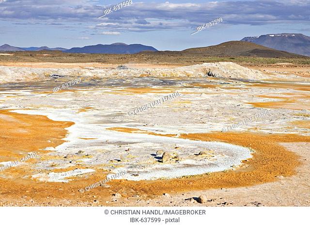 Solfataras, Hveraroend geothermal region at the foot of Mt. Námafjall, Myvatn, northern Iceland, Iceland, Atlantic Ocean