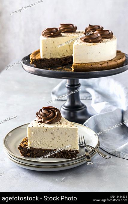Two tiered brownie cheesecake