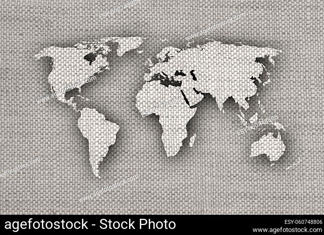 Weltkarte auf altem Leinen - Map of the world on old linen