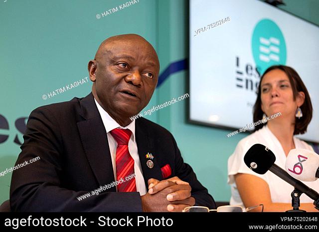 Les Engages' Pierre Kompany and Elisabeth Degryse pictured during a press conference of french-speaking Christian humanists 'Les Engages'