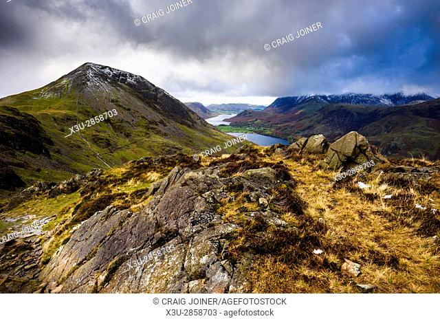 High Crag, Buttermere and Crummock Water from Hay Stacks in the Lake District National Park, Cumbria, England