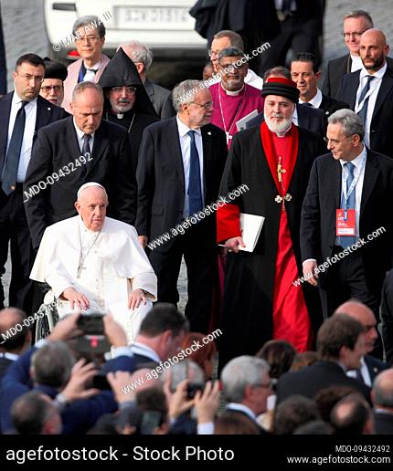 Pope Francis participates in the international meeting of prayer for peace, organized by the Community of Sant'Egidio in front of the Colosseum