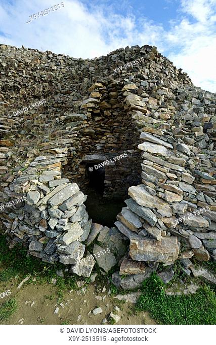 Early Neolithic 6800 year old Cairn Tumulus Mound of Barnenez. 3 of 11 passage grave chambers. Plouezoc’h, Finistere, France
