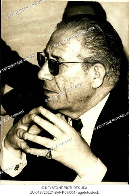 Feb. 21, 1972 - Portrait of Tunisian Council President Hedi Nouira (Credit Image: © Keystone Press Agency/Keystone USA via ZUMAPRESS.com)