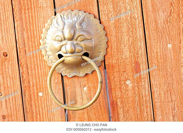 Chinese door with lion head