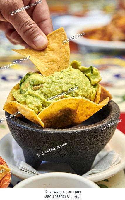 Bowl of Guacamole with Chips