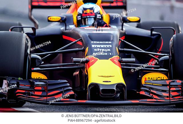 The new RB13 vehicles used by the Red Bull team at the Circuit de Catalunya race treak near Barcelona, Spain, 28 February 2017