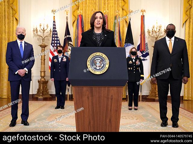 United States Vice President Kamala Harris delivers remarks at President Joe Biden's Combatant Commander nomination event for, Air Force Gen
