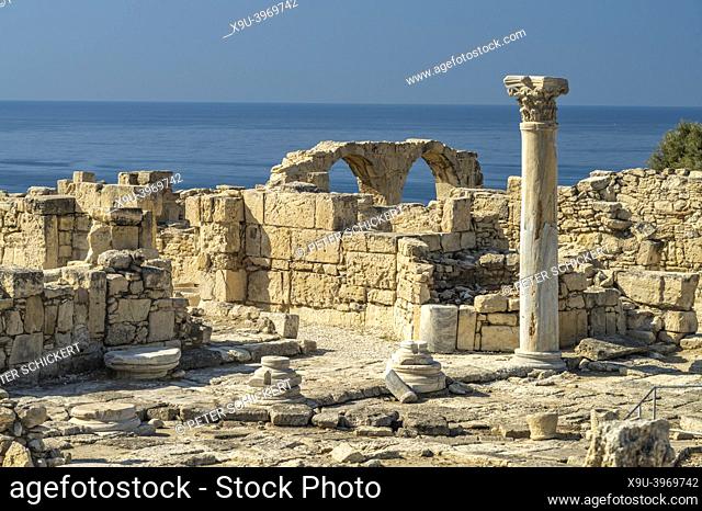 Ruins of the Early Christian basilica at the ancient city Kourion, Episkopi, Cyprus, Europe